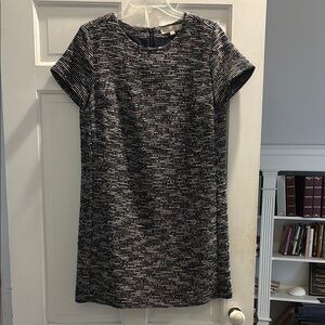 Navy “tweed” like fabric Shift Dress